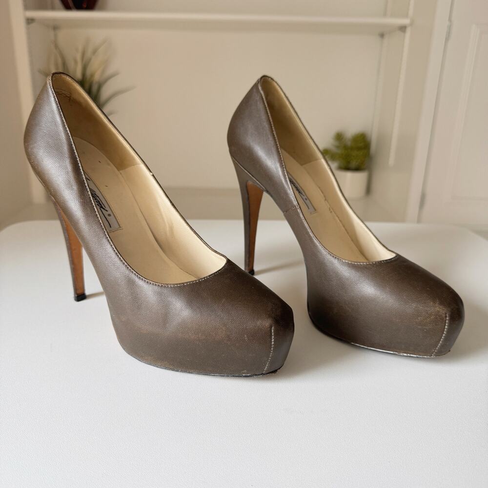 Brian Atwood Brown Leather Maniac Platform Pump Size 39/8.5-9